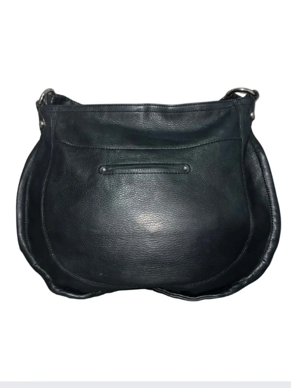 ✨$350! VTG B. Makowsky Black Pebbled Leather Slouchy Hobo Bag Y2K Braided Accent